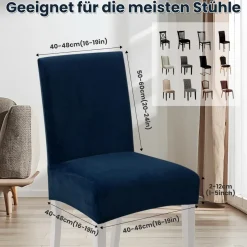 jabeick Stuhlhussen Samt 4er Set, Universell Stretch Stuhlbezug für Esszimmer