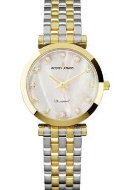 Jacques Lemans Damen-Armbanduhr Diamond Watches mit Perlmutt D-12B