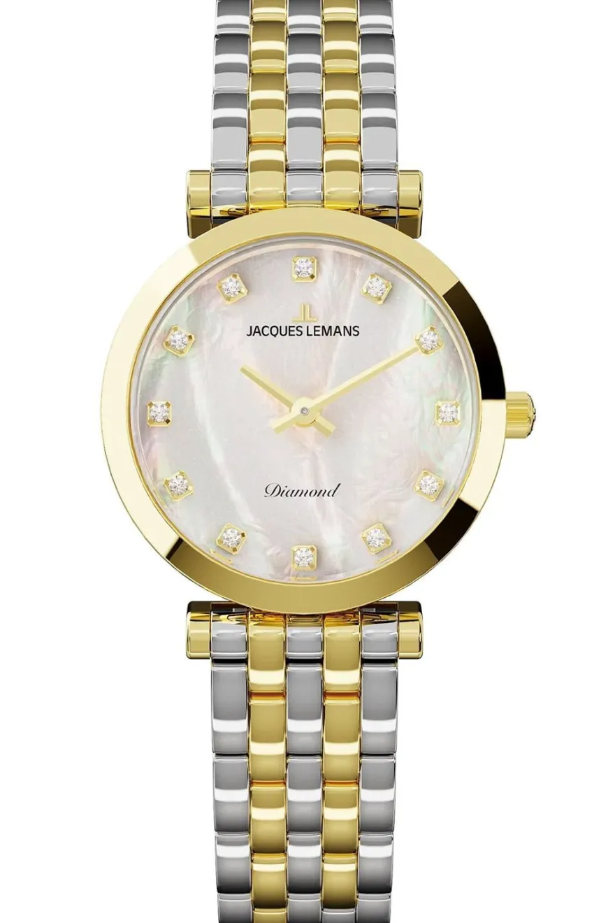 Jacques Lemans Damen-Armbanduhr Diamond Watches mit Perlmutt D-12B