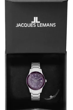 Jacques Lemans Damenuhr Venice Stahl/Perlmutt Lila 1-2194E
