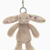 Jellycat Plüschtier-Anhänger, brauner Hase mit Blumenmuster, 10 cm