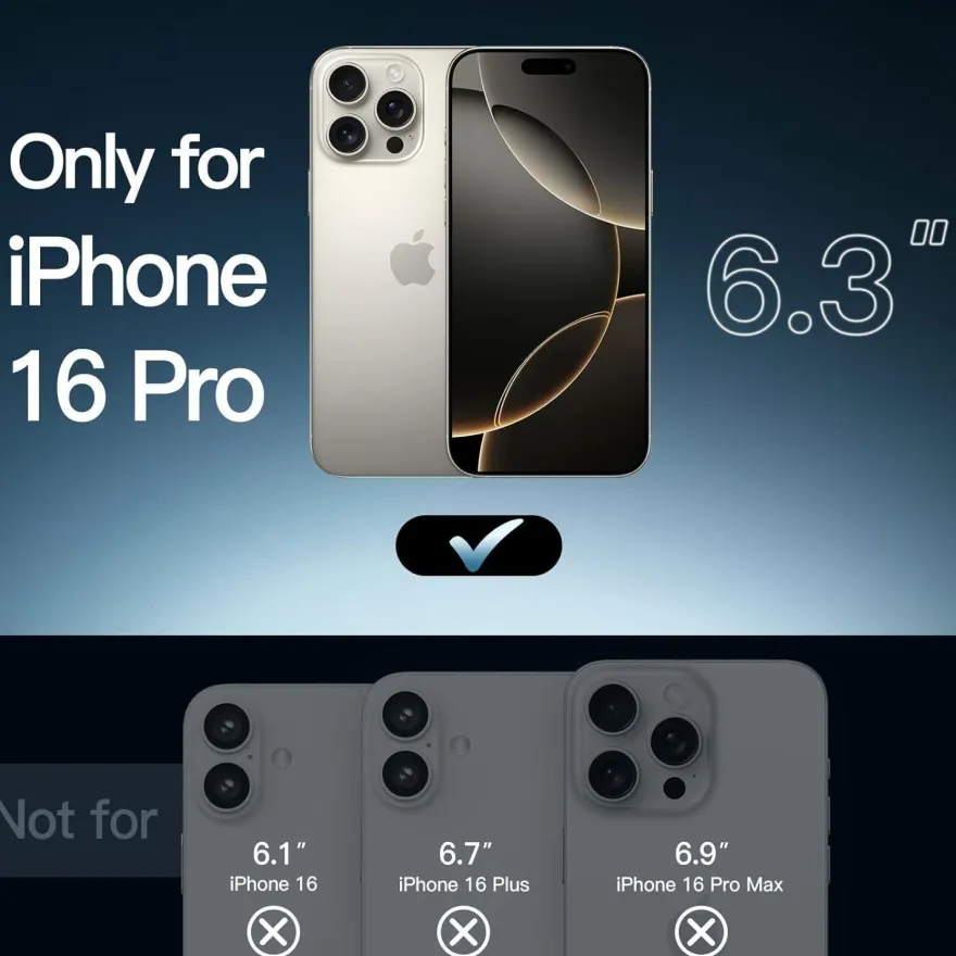 JETech Hülle für iPhone 16 Pro 6,3 Zoll - Transparent, Stoßfest, Anti-Kratzer