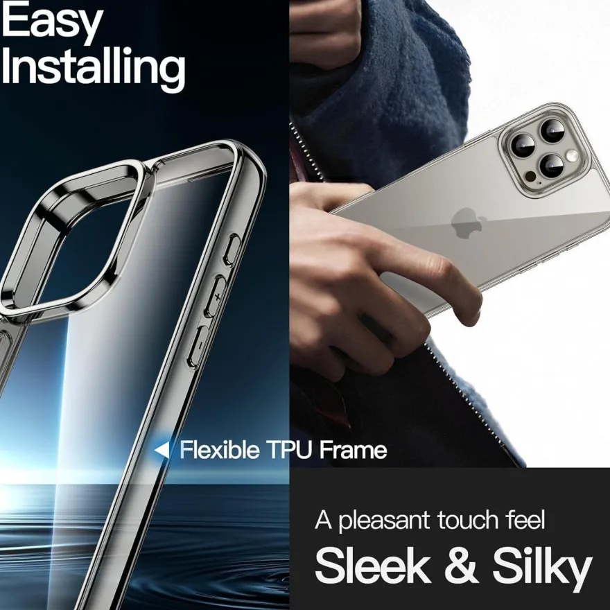 JETech Hülle für iPhone 16 Pro 6,3 Zoll - Transparent, Stoßfest, Anti-Kratzer