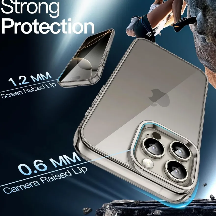 JETech Hülle für iPhone 16 Pro 6,3 Zoll - Transparent, Stoßfest, Anti-Kratzer