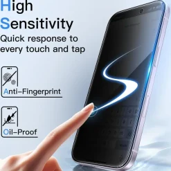 JETech Sichtschutzfolie für iPhone 17 (6,3 Zoll) - Anti-Spy, Gehärtetes Glas, 2