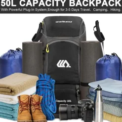 jianyana Wanderrucksack 50L Trekkingrucksack mit Regenhülle, wasserdicht für