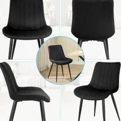 JIJIAN Esszimmerstühle 6er Set, Polsterstühle aus Samt mit Rückenlehne und