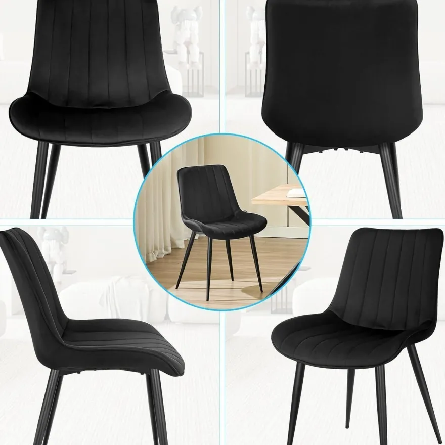 JIJIAN Esszimmerstühle 6er Set, Polsterstühle aus Samt mit Rückenlehne und