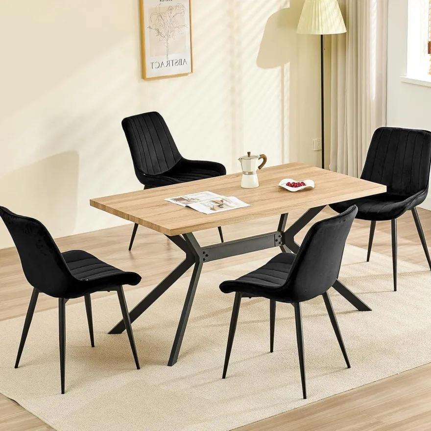 JIJIAN Esszimmerstühle 6er Set, Polsterstühle aus Samt mit Rückenlehne und