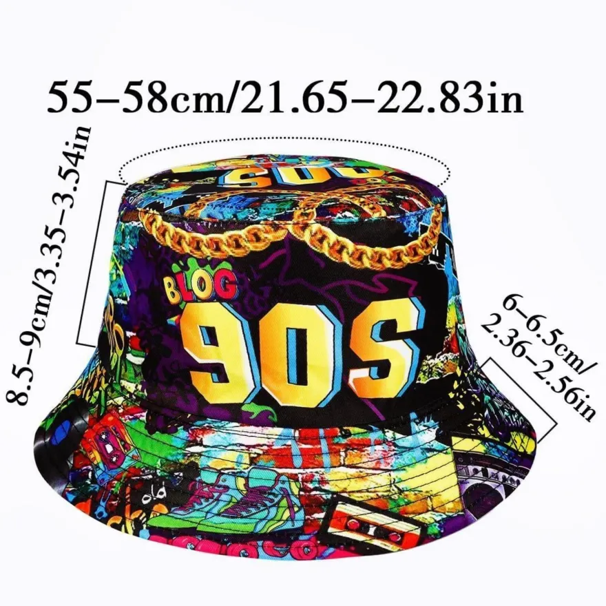 JJDreams Retro 80er 90er Style Unisex Fischerhut, Fashion Bucket Hut, Outdoor