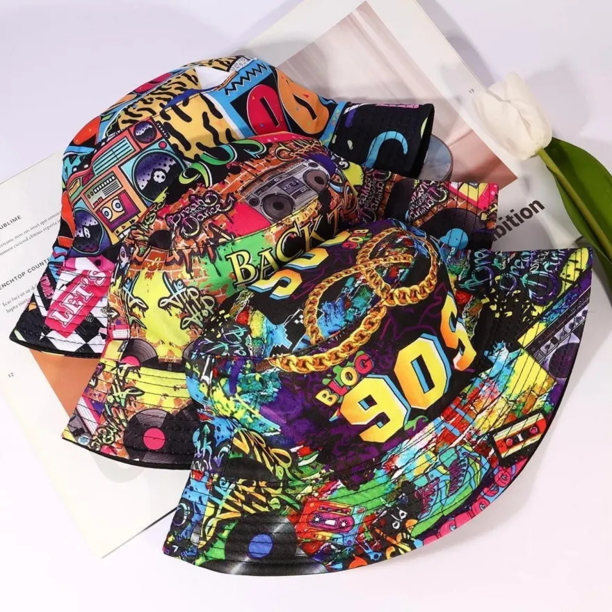 JJDreams Retro 80er 90er Style Unisex Fischerhut, Fashion Bucket Hut, Outdoor