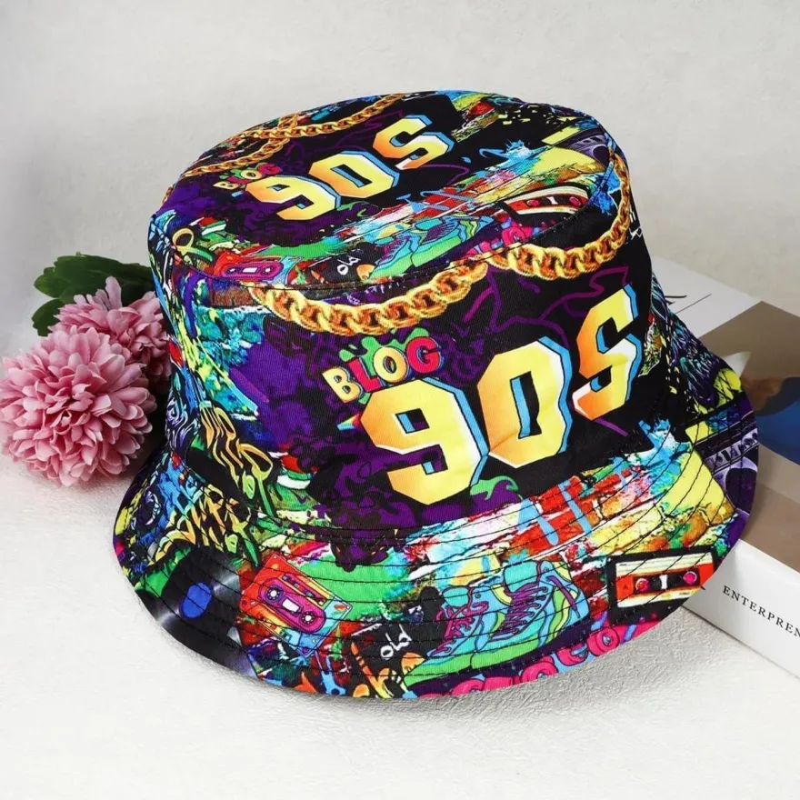 JJDreams Retro 80er 90er Style Unisex Fischerhut, Fashion Bucket Hut, Outdoor