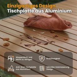 Join Nature Campingtisch Alu Klappbar für 6 Personen, 118x70cm, bis 100kg