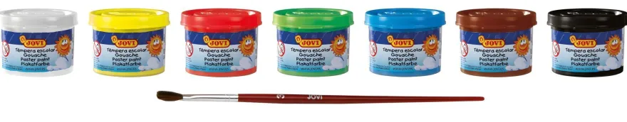 Jovi Flüssige Plakatfarbe 7er Schachtel, je 35ml mit Pinsel