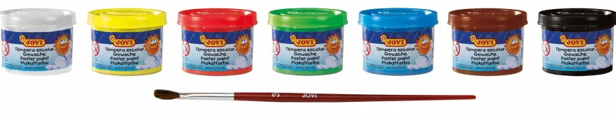 Jovi Flüssige Plakatfarbe 7er Schachtel, je 35ml mit Pinsel