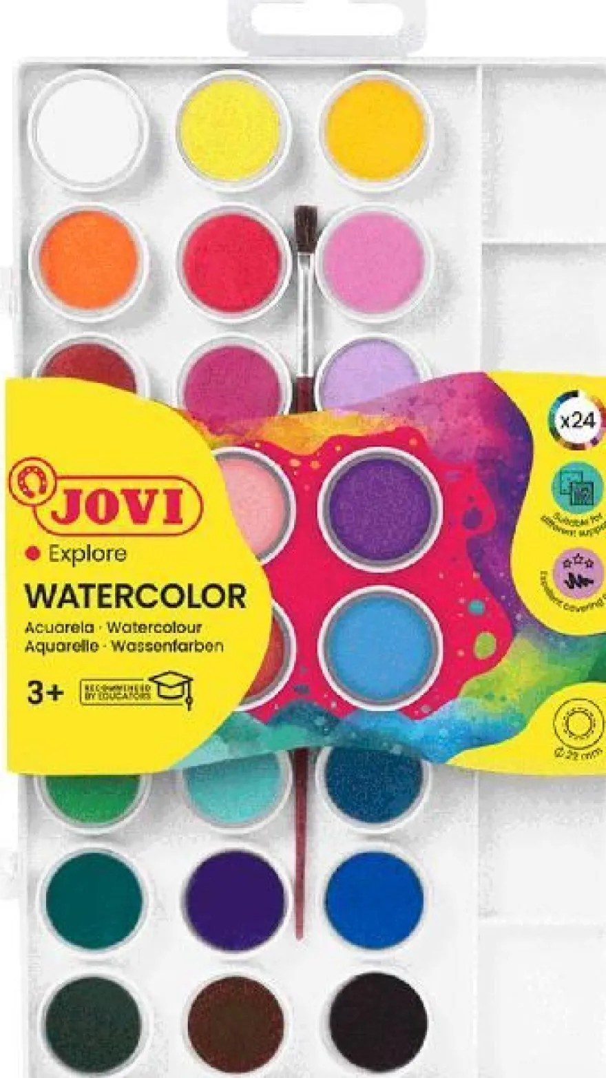Jovi Wasserfaben 24 Farben je 22ml mit Pinsel