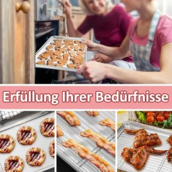 Joyfair Edelstahl Backblech mit Abkühlgitter Set 40.5x30.5x2.5cm