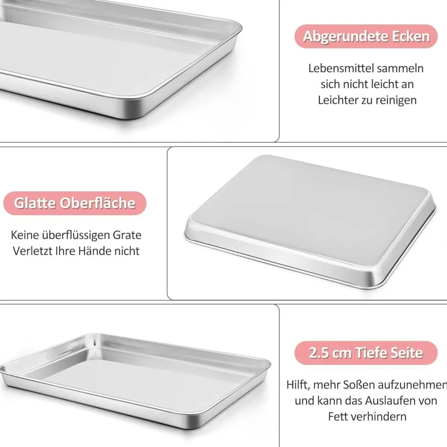 Joyfair Edelstahl Backblech mit Abkühlgitter Set 40.5x30.5x2.5cm