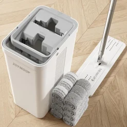 Joymoop Wischmopp Eimer Auswringer Set 8 Mikrofaser-Pads verlängerter Griff
