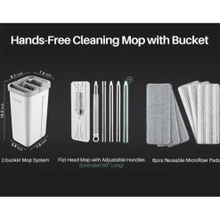 Joymoop Wischmopp mit Eimer und Auswringer, flaches Squeeze-Mopp-Set für Boden