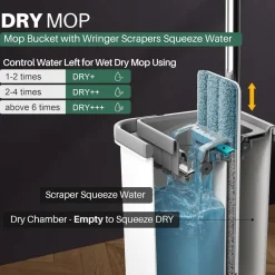 Joymoop Wischmopp mit Eimer und Auswringer, flaches Squeeze-Mopp-Set für Boden