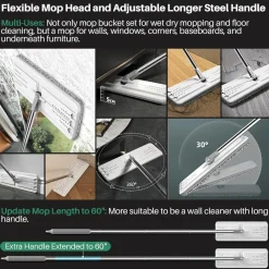 Joymoop Wischmopp mit Eimer und Auswringer, flaches Squeeze-Mopp-Set für Boden