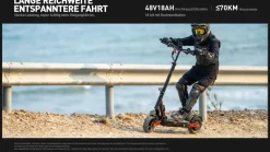 JOYOR T6E Klappbarer Elektroroller 500W Motor 18 Ah Batterie 70 km Reichweite - ABE