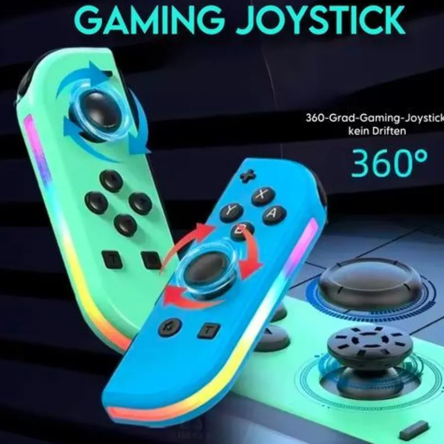 Joypad (L/R) kompatibel mit Switch, Gamepad Controller mit LED/Turbo/Wake-up/Screensh