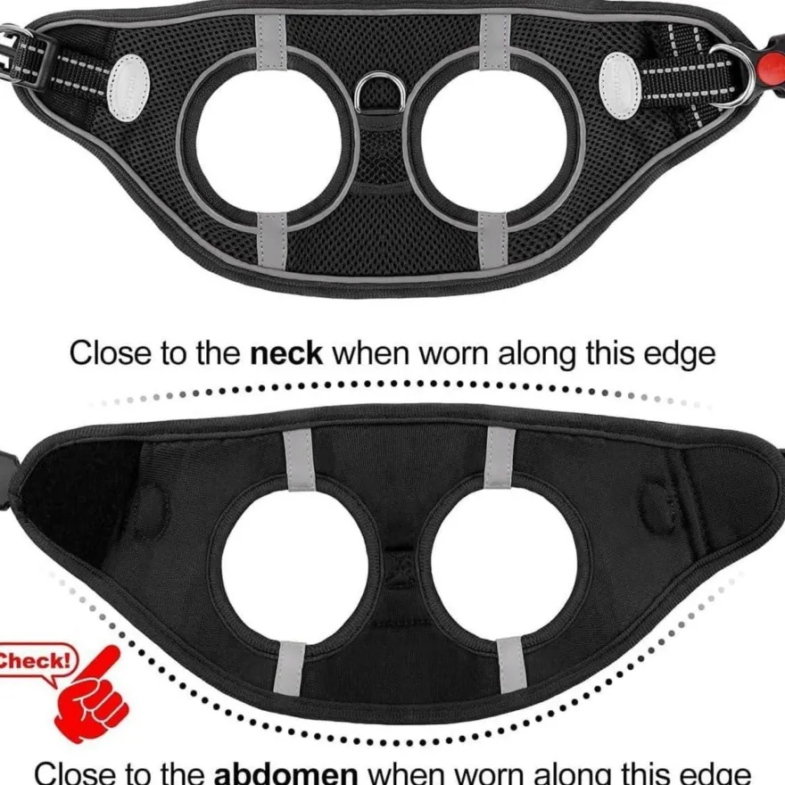 Joytale Hundegeschirr XL Schwarz, Reflektierend & Gepolstert, Air-Mesh