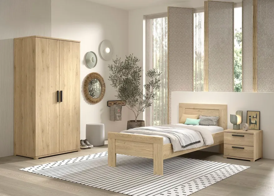 Jugendzimmer Set Keelia Eiche mit Bett Kleiderschrank
