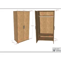 Jugendzimmer Set Keelia Eiche mit Bett Kleiderschrank
