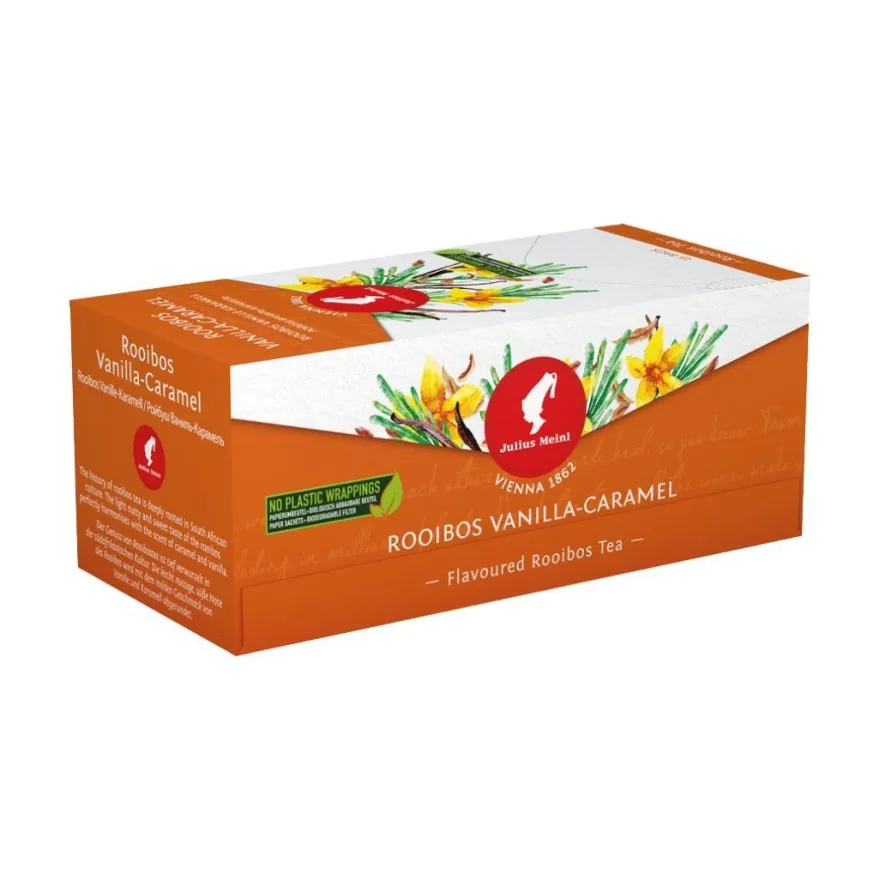Julius Meinl Tee Rooibos Vanille-Karamell, Rotbuschtee, 25 Teebeutel im Kuvert,