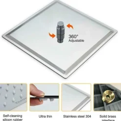 Junsottor Eckige Regendusche 12 Zoll (30x30cm) mit LED, Selbstreinigend