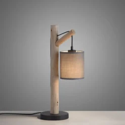 JUST LIGHT 15784-29 GREEN TRIBU Tischleuchte taupe Stoffschirm 1-flammig