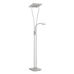 JUST LIGHT 11776-55 HELIA LED Stehleuchte eckig mit Lesearm 3000K dimmbar stahlarben