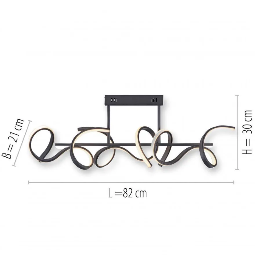 JUST LIGHT 19032-18 LED Deckenleuchte CURLS schwarz 3000K Simply Dim