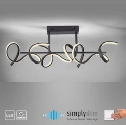 JUST LIGHT 19032-18 LED Deckenleuchte CURLS schwarz 3000K Simply Dim