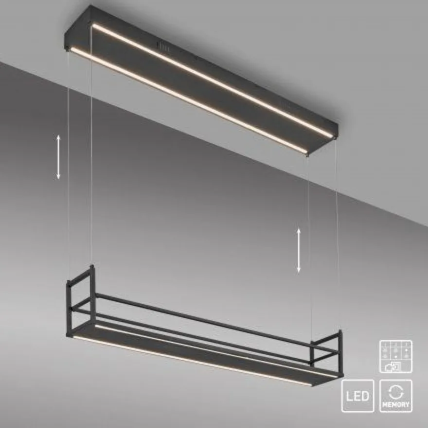 JUST LIGHT 15248-18 Sontura Pendelleuchte schwarz mit Ablagefläche