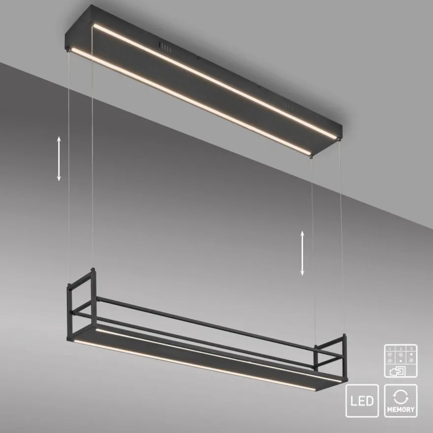 JUST LIGHT 15248-18 Sontura Pendelleuchte schwarz mit Ablagefläche