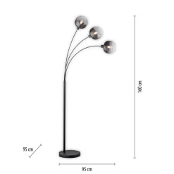 JUST LIGHT 15422-18 ZEA Stehleuchte 3-flammig schwarz rauchglas