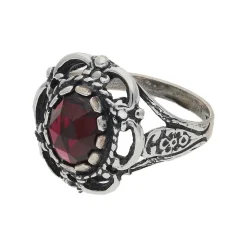 JuwelmaLux Trachten Ring 925/000 Silber, geschwärzt, mit Granat JL30-07-4875