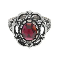 JuwelmaLux Trachten Ring 925/000 Silber, geschwärzt, mit Granat JL30-07-4875