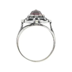 JuwelmaLux Trachten Ring 925/000 Silber, geschwärzt, mit Granat JL30-07-4875