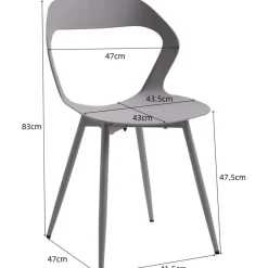 JZGORC 6er Set Esszimmerstühle Grau, skandinavisches Design mit Metallbeinen