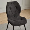 JZGORC 4er-Set Esszimmerstuhl aus Leinen-Diamantgewebe, gepolstert, Schwarz