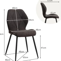 JZGORC 4er-Set Esszimmerstuhl aus Leinen-Diamantgewebe, gepolstert, Schwarz