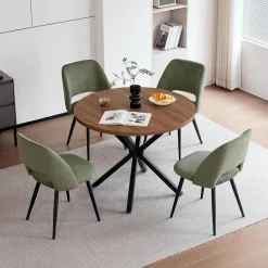 JZGORC 2er-Set Esszimmerstuhl, gepolsterter Küchenstuhl mit Cordstreifen und