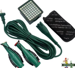 1 Kabel 10 Meter geeignet Vorwerk Kobold VK 131 + 1 Filterset + Bürsten