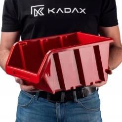 KADAX Werkstatt-Stapelkiste, aus PP Kunststoff, Rot, 10 Stück, 390 x 240 mm
