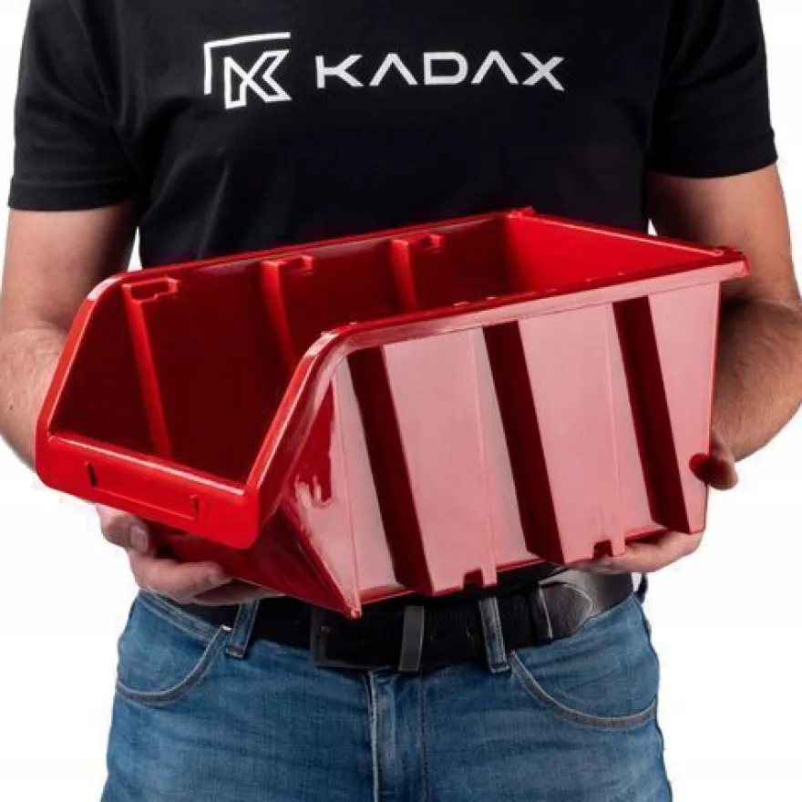 KADAX Werkstatt-Stapelkiste, aus PP Kunststoff, Rot, 10 Stück, 390 x 240 mm